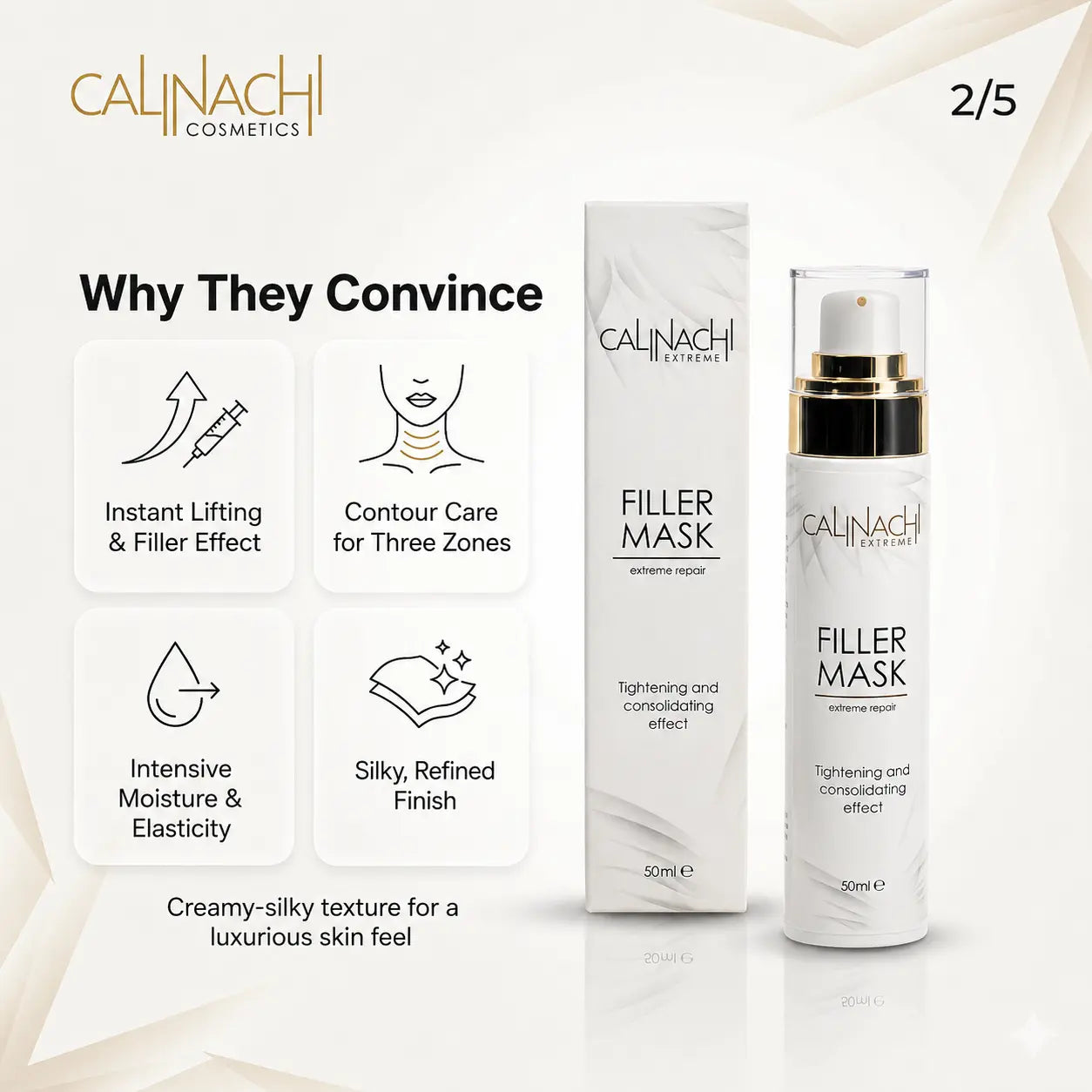 Filler Mask for Face, Neck, and Décolletage, 50ml. skincare CALINACHI Cosmetics