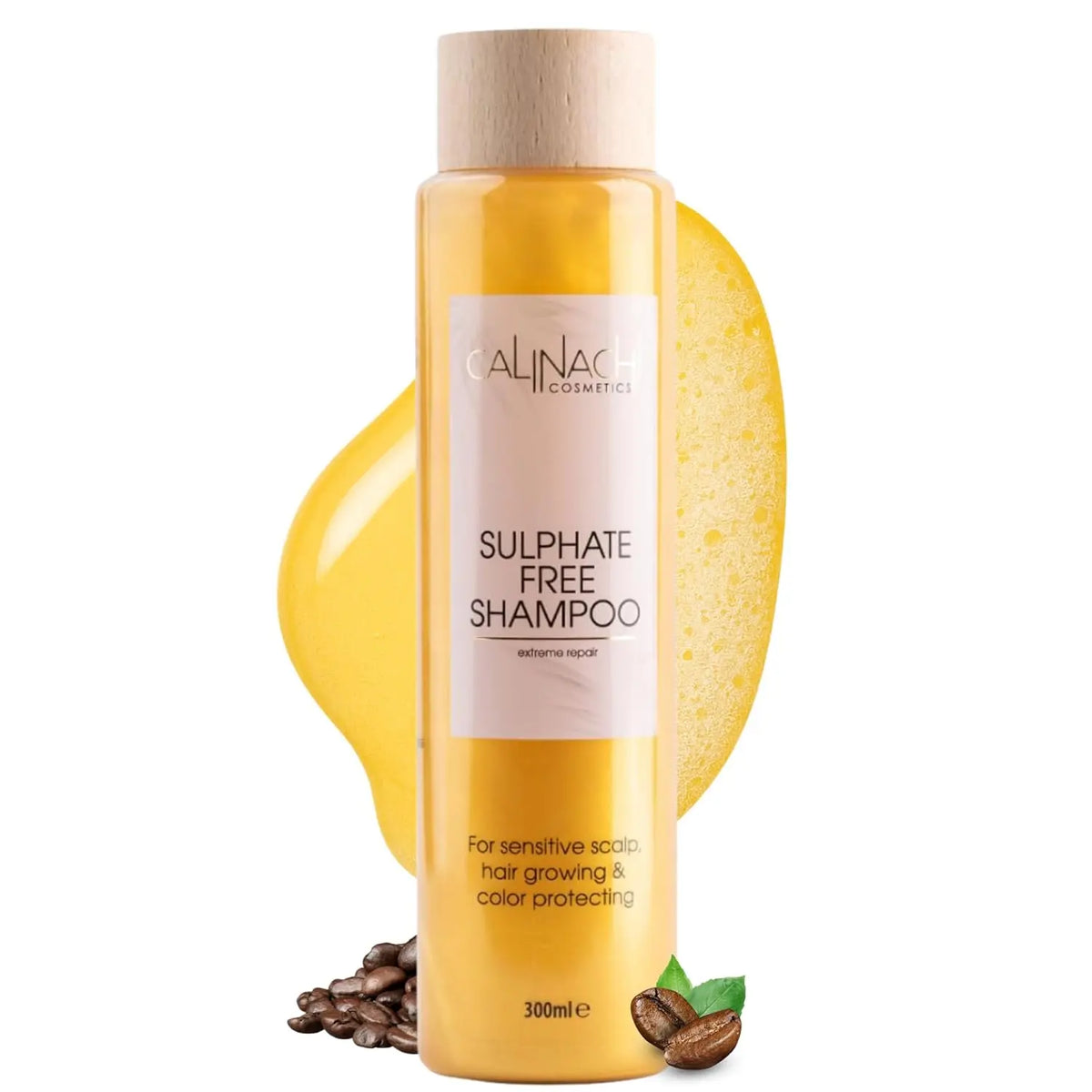 Protein &amp; Caffeine Scalp and Hair Shampoo, Sulfate-free, 300ml.  CALINACHI Cosmetics