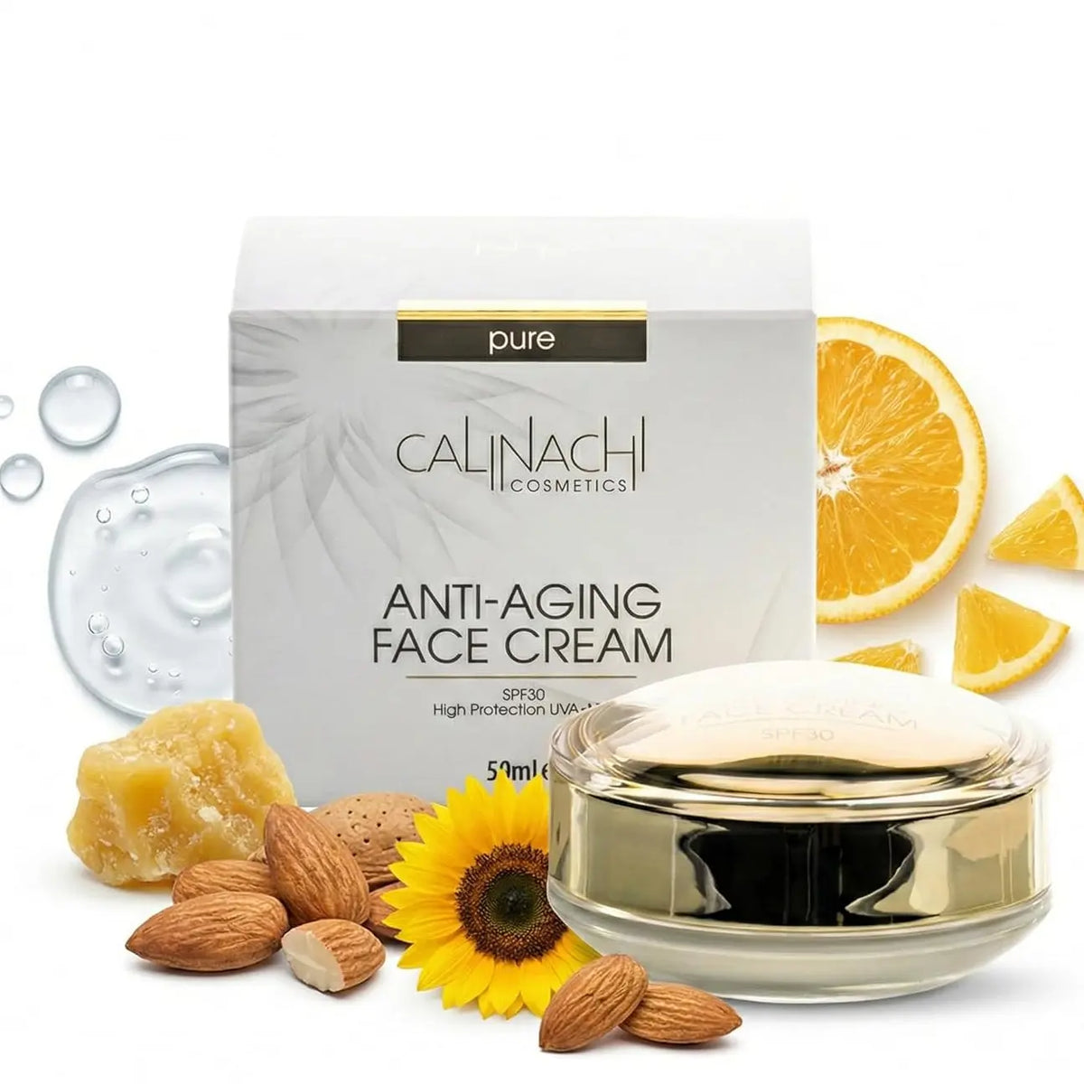 Anti-aging Day Face Cream for Face, Neck, and Décolletage, SPF30, 50ml.  CALINACHI Cosmetics