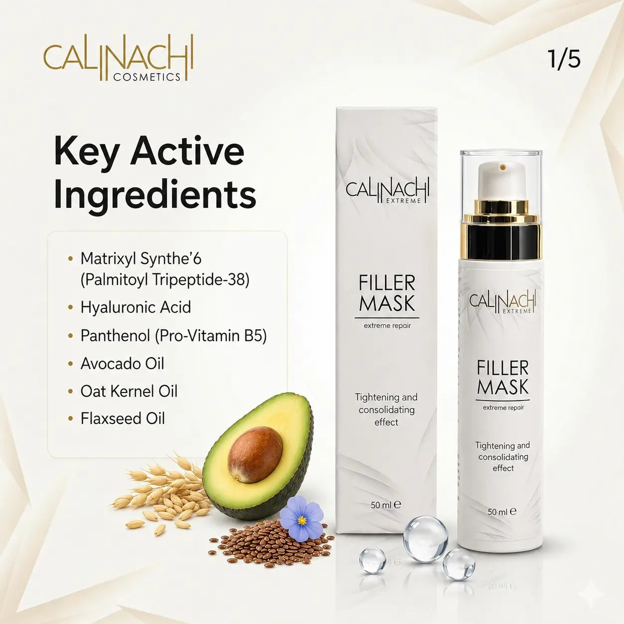 Filler Mask for Face, Neck, and Décolletage, 50ml. skincare CALINACHI Cosmetics