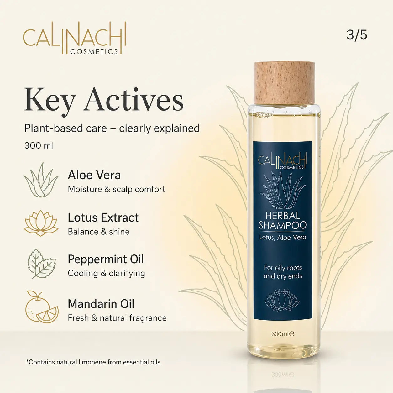 Oily Scalp and Dry Ends Herbal Shampoo, Sulfate free, 300ml. haircare CALINACHI Cosmetics