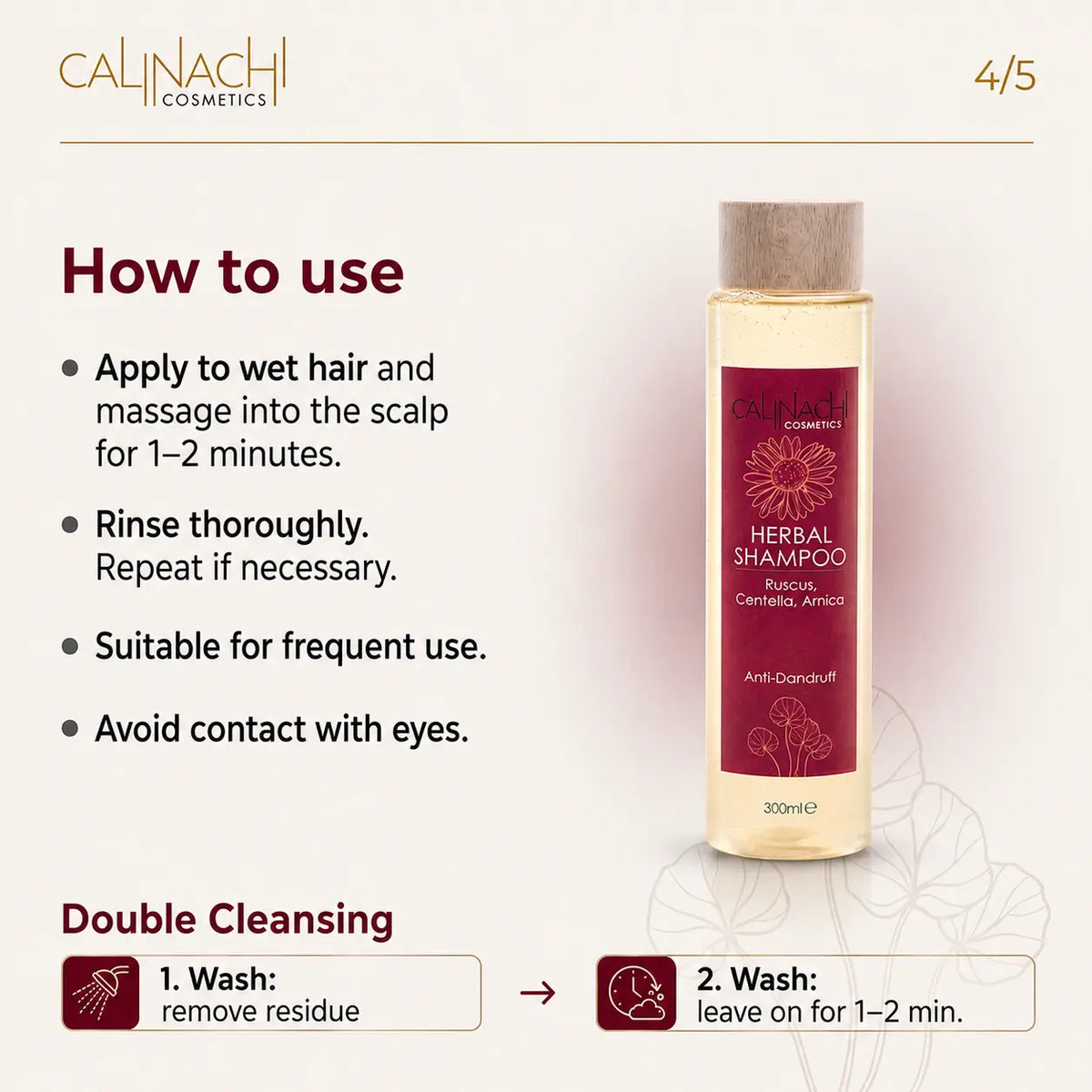 Anti Dandruff Herbal Shampoo, Sulfate Free, 300 ml. haircare CALINACHI Cosmetics