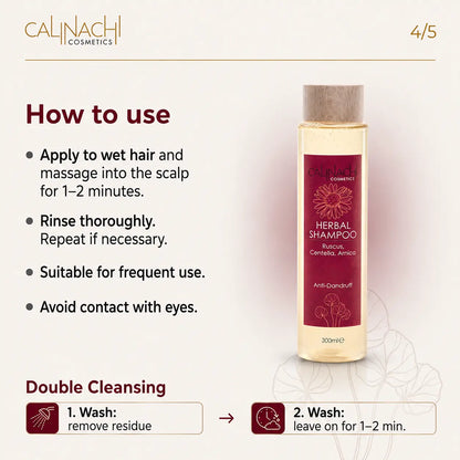 Anti Dandruff Herbal Shampoo, Sulfate Free, 300 ml. haircare CALINACHI Cosmetics